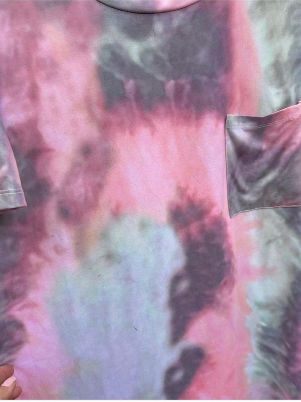 Tie-Dye Pocket Tee in Pink, Gray and White